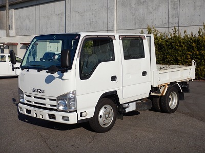 BGD-5155】H25.12いすゞのエルフ 1.75tダンプ ダブルキャブ 3方開